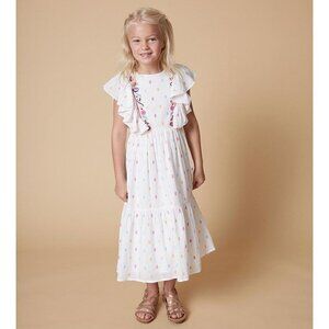 VELVETEEN WHITE Monica POLKA DOT princess DRESS embroidered floral 12 yr